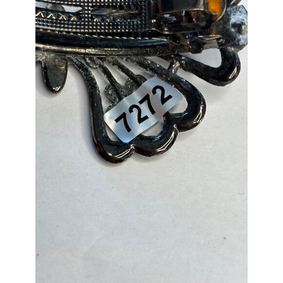 Vintage Rhinestone Butterfly Hair Clip Barrette Metal Floral Design 4.25" Wide E - Picture 7 of 7